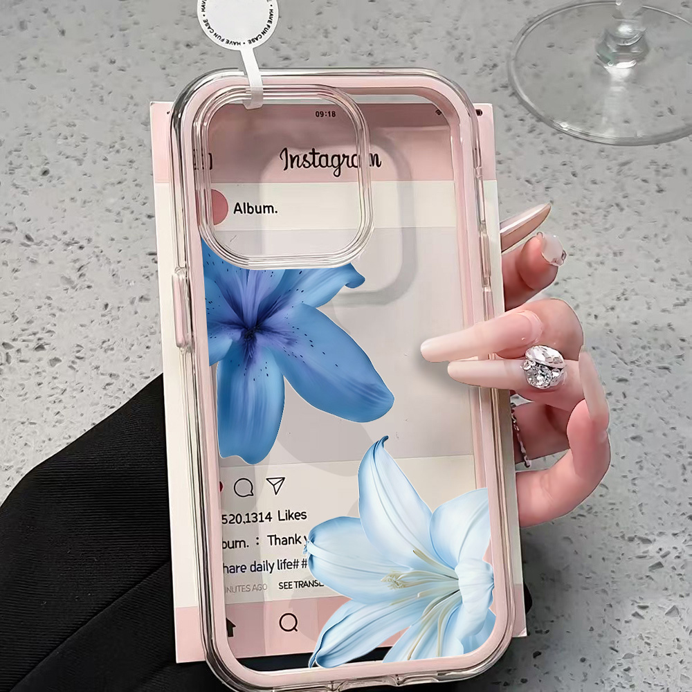 Phone Cases Blue - Blue Lily Flower Clear Phone Case