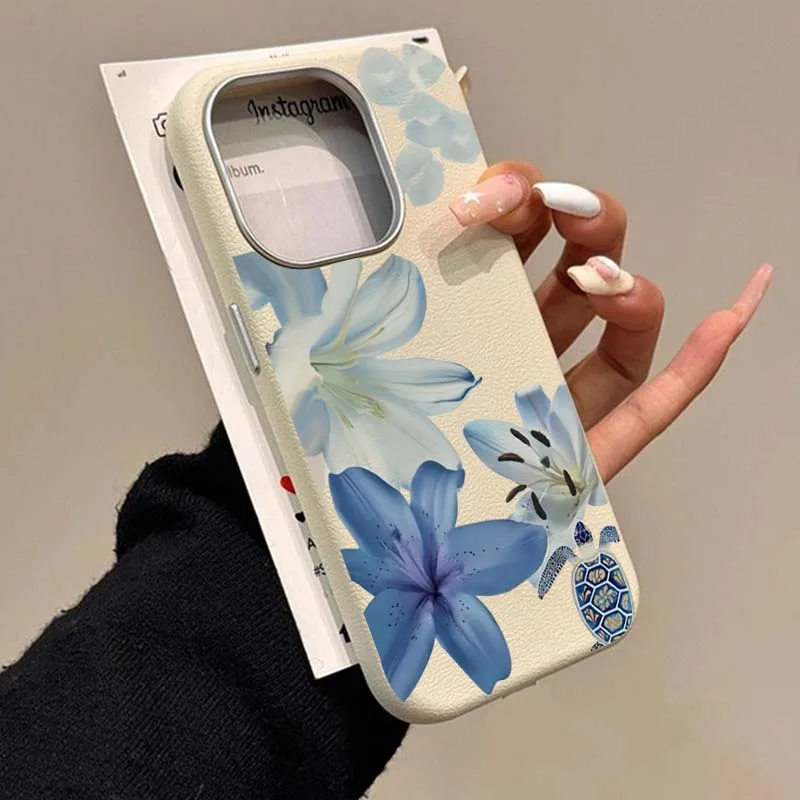 Phone Cases Blue - Elegant Blue Lily Fashion Pattern Phone