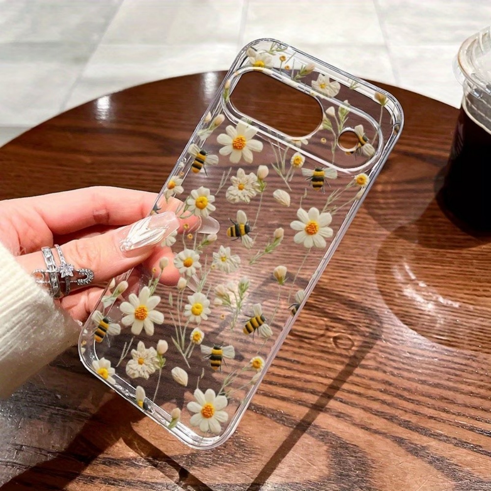 Phone Cases Pixel 10 Pro - Cute Honeybee Flower Pattern Soft Clear
