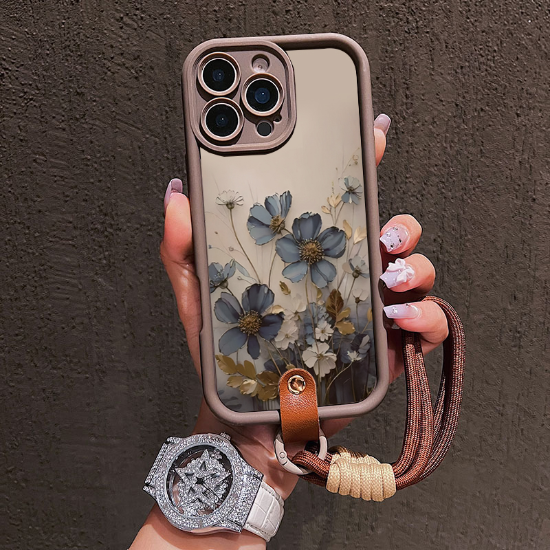 Blue Flower Lanyard Strap Rope - Phone Cases Blue review and price