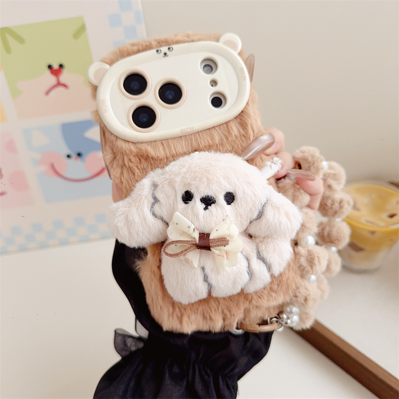 3D Cartoon Bowknot Puppy Warm  - Phone Cases For Iphone 16 review and price