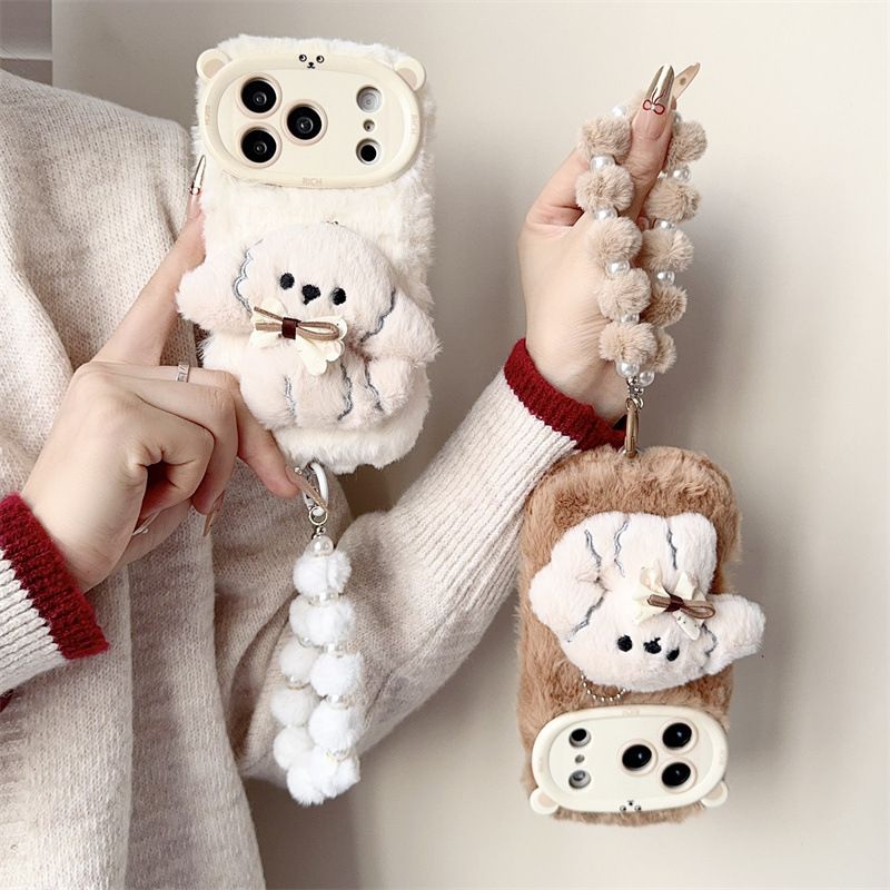 3D Cartoon Bowknot Puppy Warm  - Phone Cases For Iphone 16 review and price