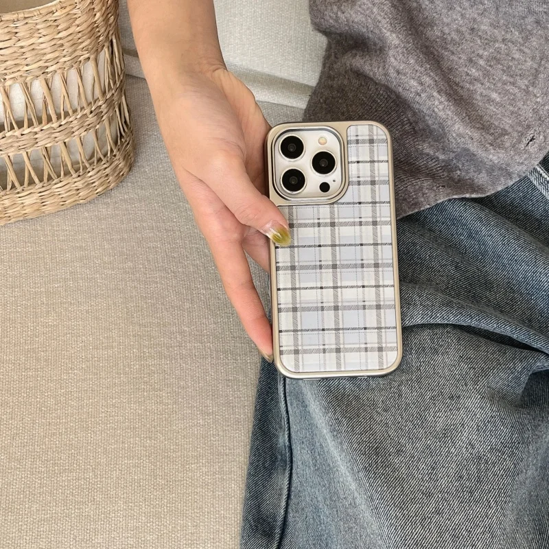 Korean Ins Epoxy Blue Plaid Pa - Phone Cases Blue review and price