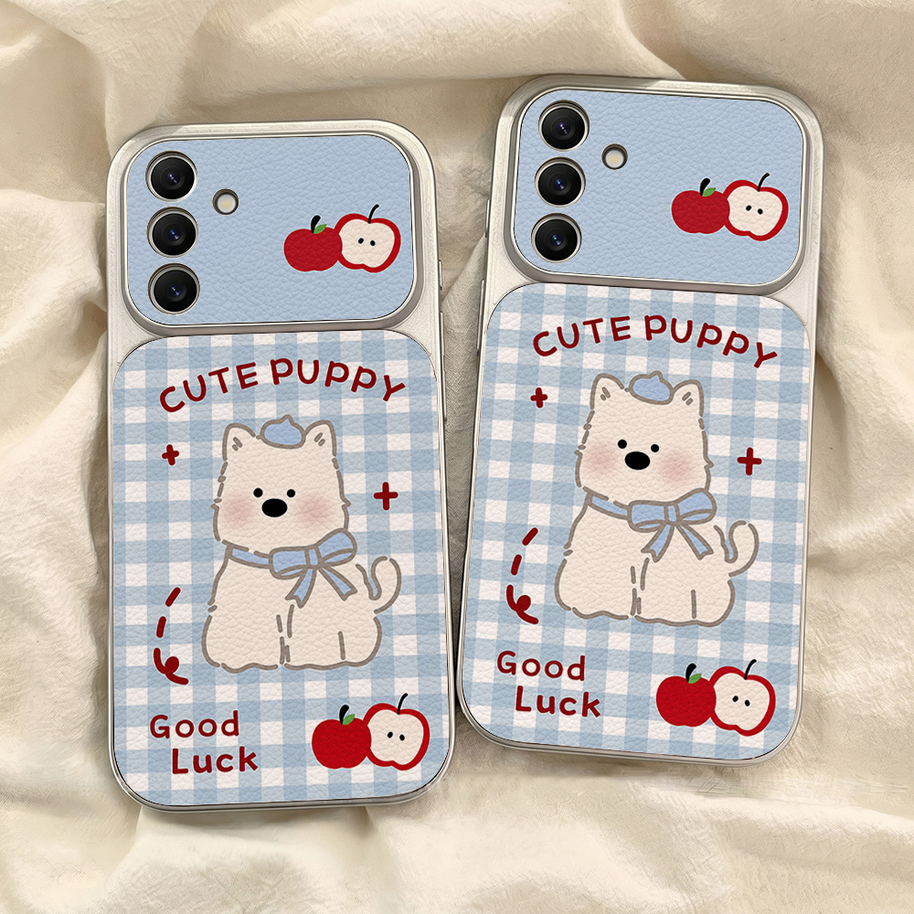 Blue Plaid Puppy Pattern Phone - Phone Cases Blue review and price