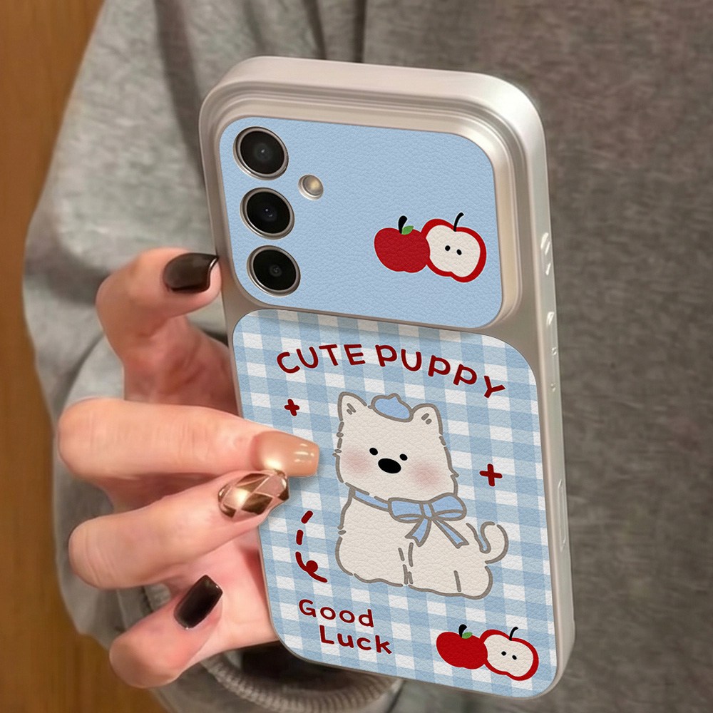Blue Plaid Puppy Pattern Phone - Phone Cases Blue review and price