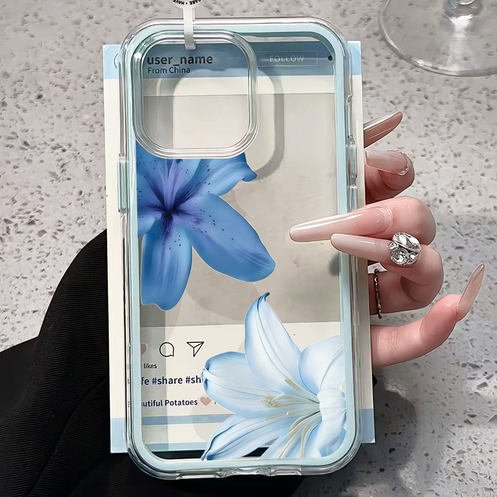 Blue Lily Flower Clear Phone C - Phone Cases Blue review and price
