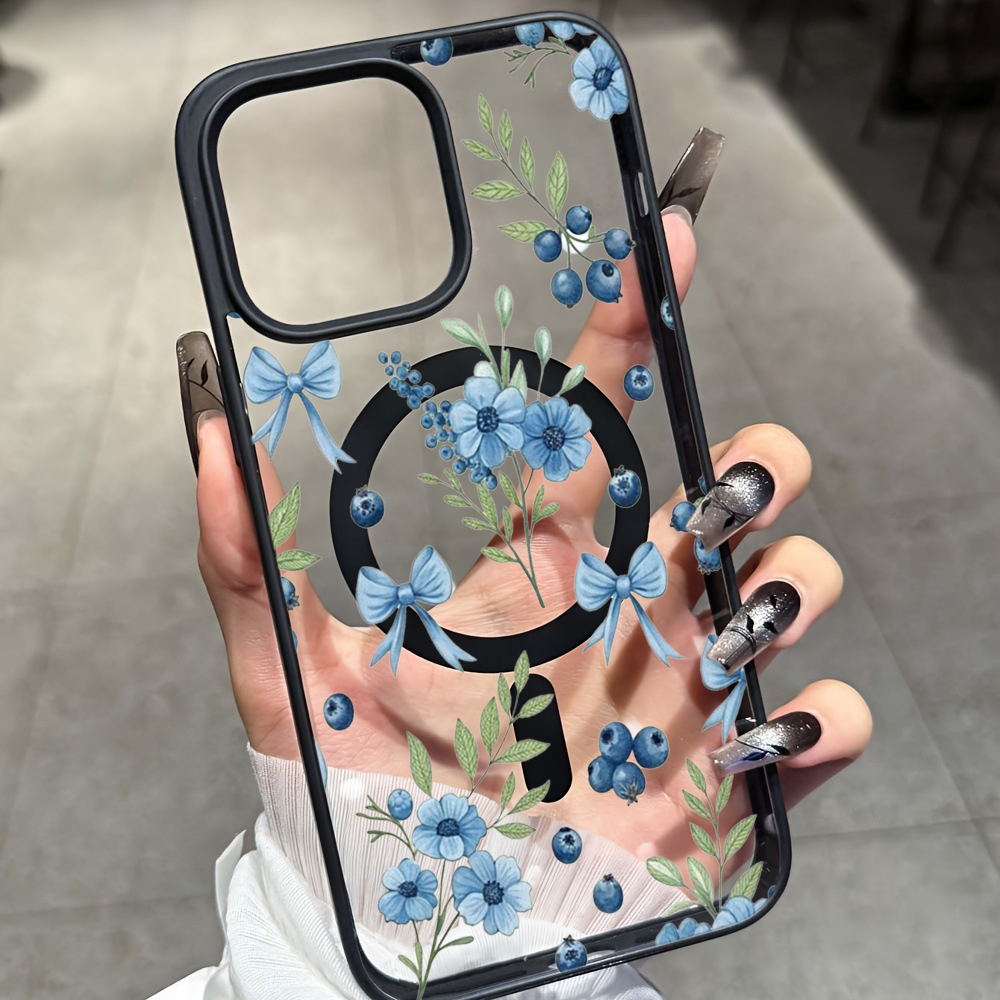 Blueberry Floral Clear Case  F - Phone Cases Iphone 15 Pro Max review and price