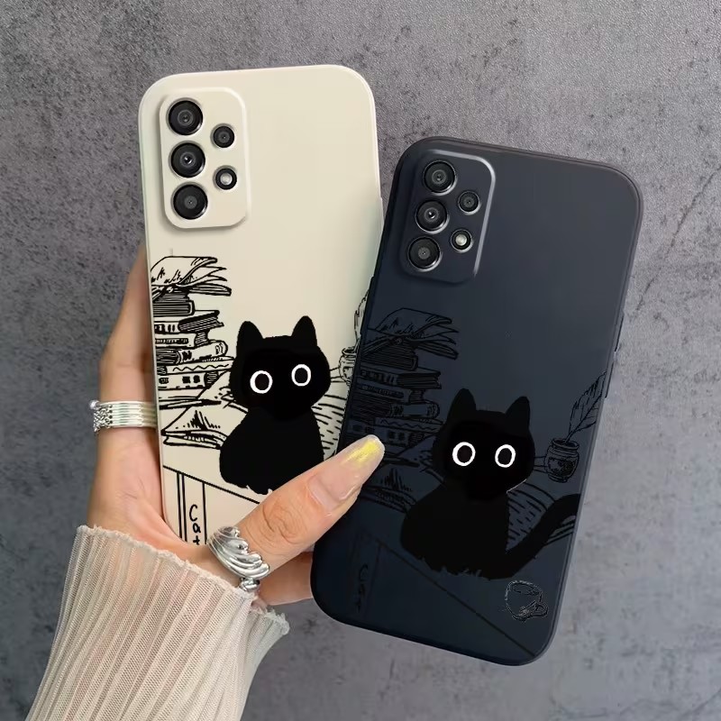 Cute Reading Black Cat Pattern - Phone Cases Cat review and price