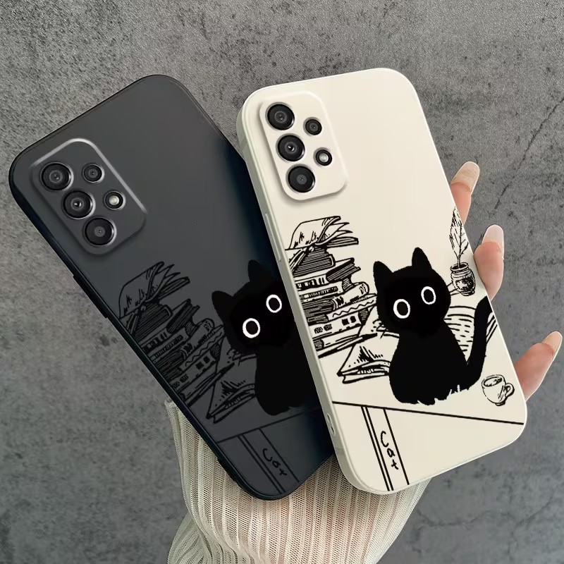 Cute Reading Black Cat Pattern - Phone Cases Cat review and price