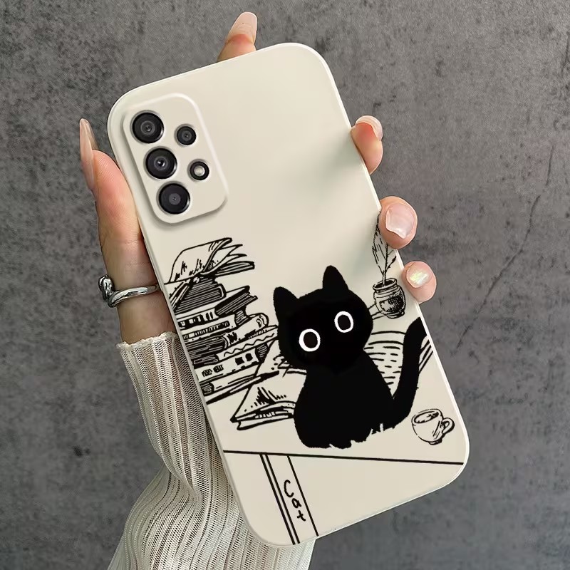 Cute Reading Black Cat Pattern - Phone Cases Cat review and price