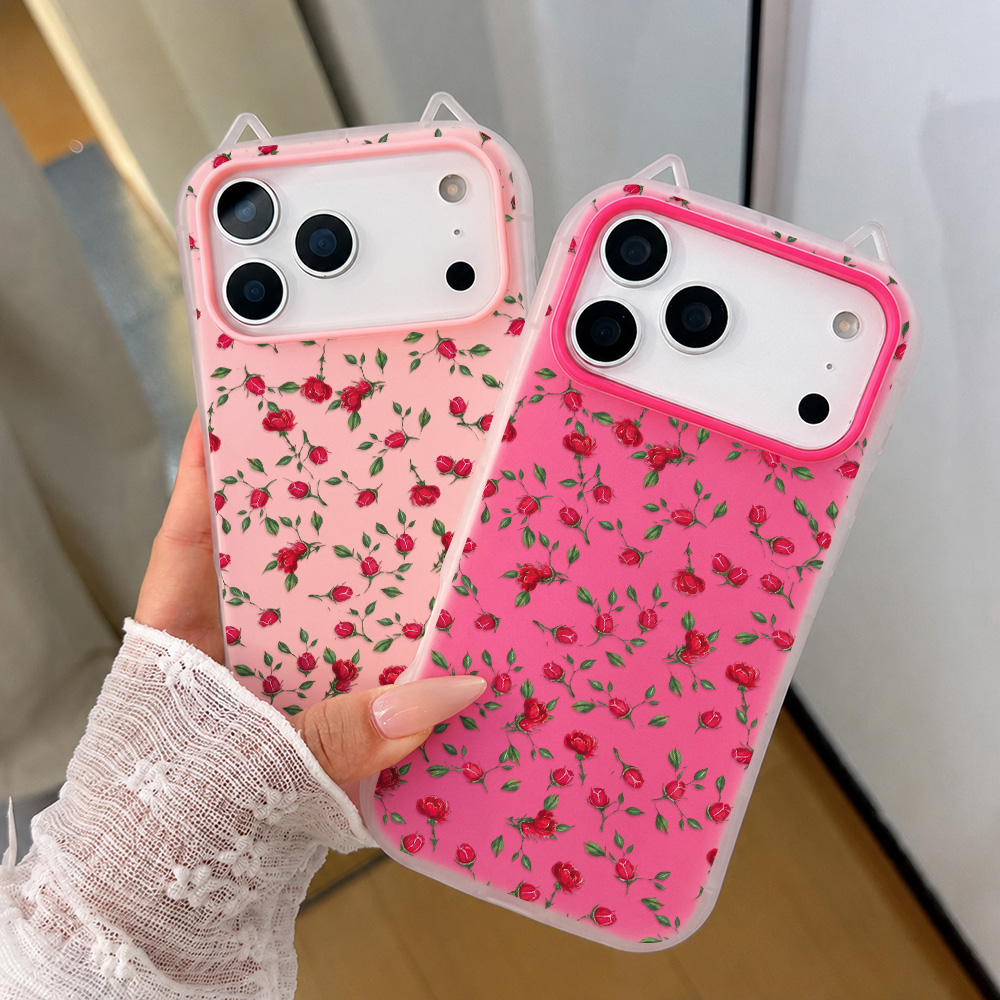 Red Rose Flower Cat Ear Phone  - Phone Cases Cat review and price