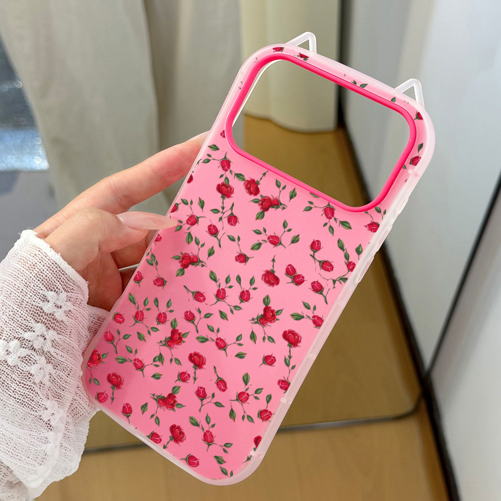 Red Rose Flower Cat Ear Phone  - Phone Cases Cat review and price