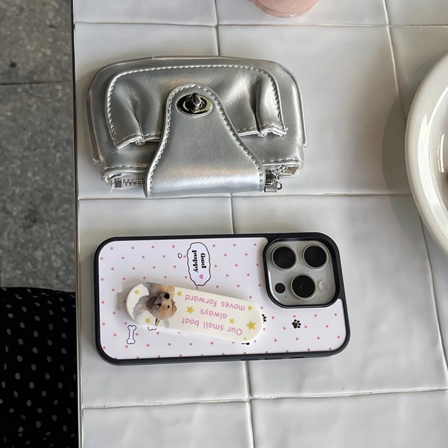 INS Pink Wave Point Good Puppy - Phone Cases With Stand review and price