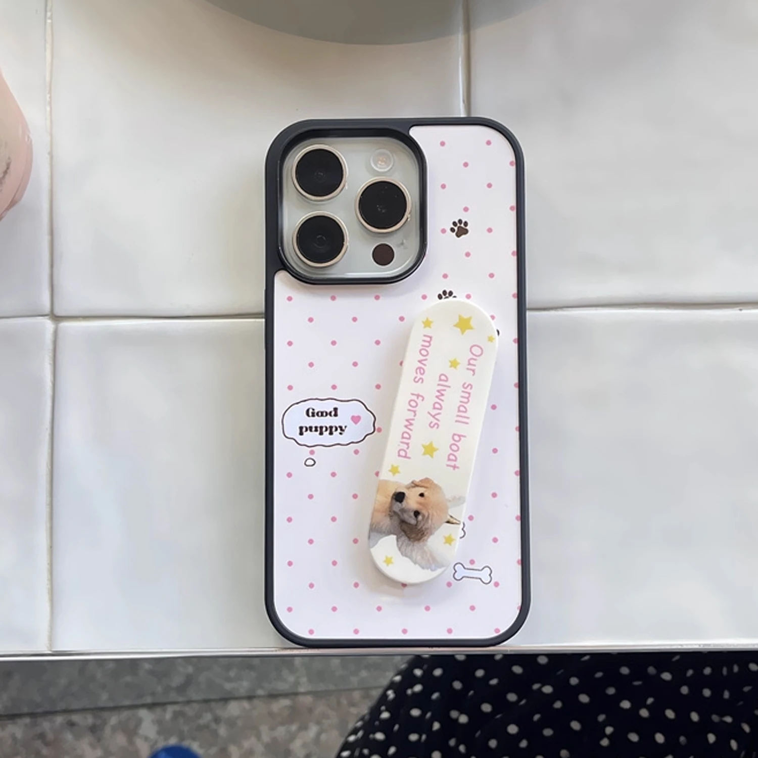 INS Pink Wave Point Good Puppy - Phone Cases With Stand review and price