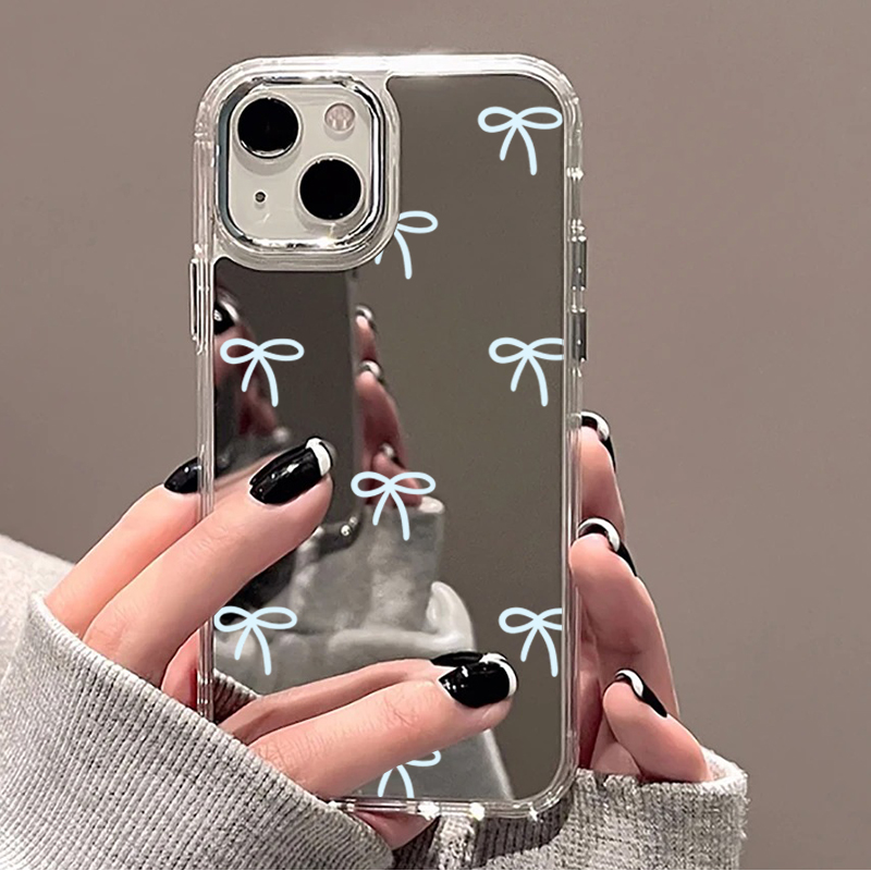Light Blue Bow Mirror Phone Ca - Phone Cases Blue review and price
