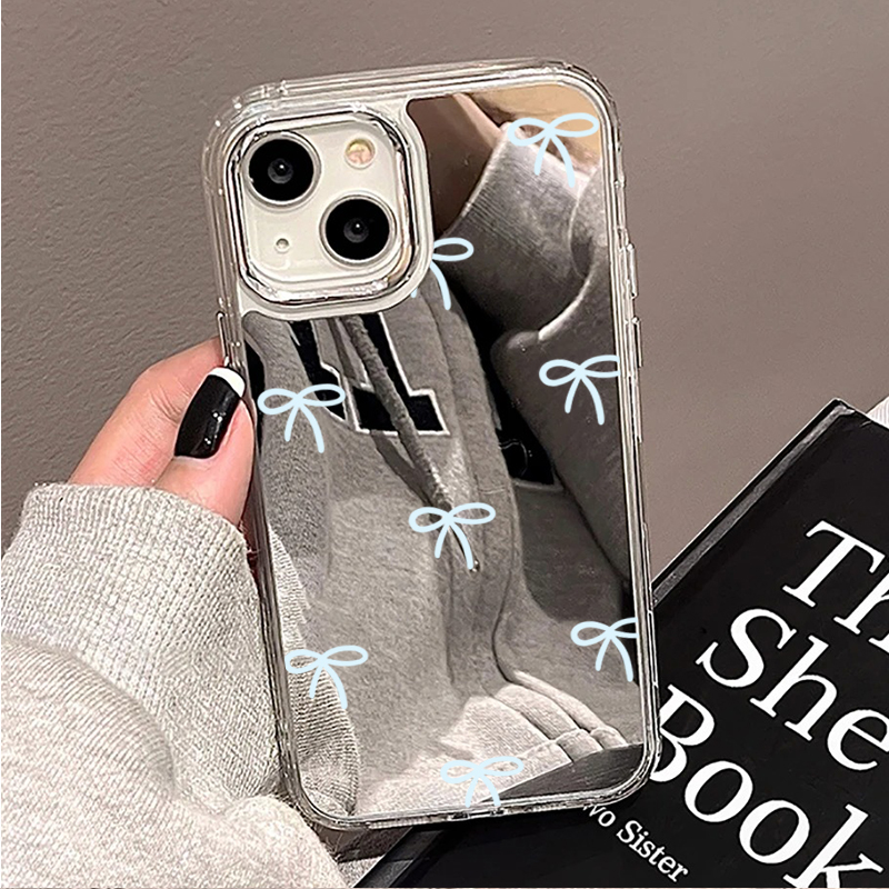 Light Blue Bow Mirror Phone Ca - Phone Cases Blue review and price