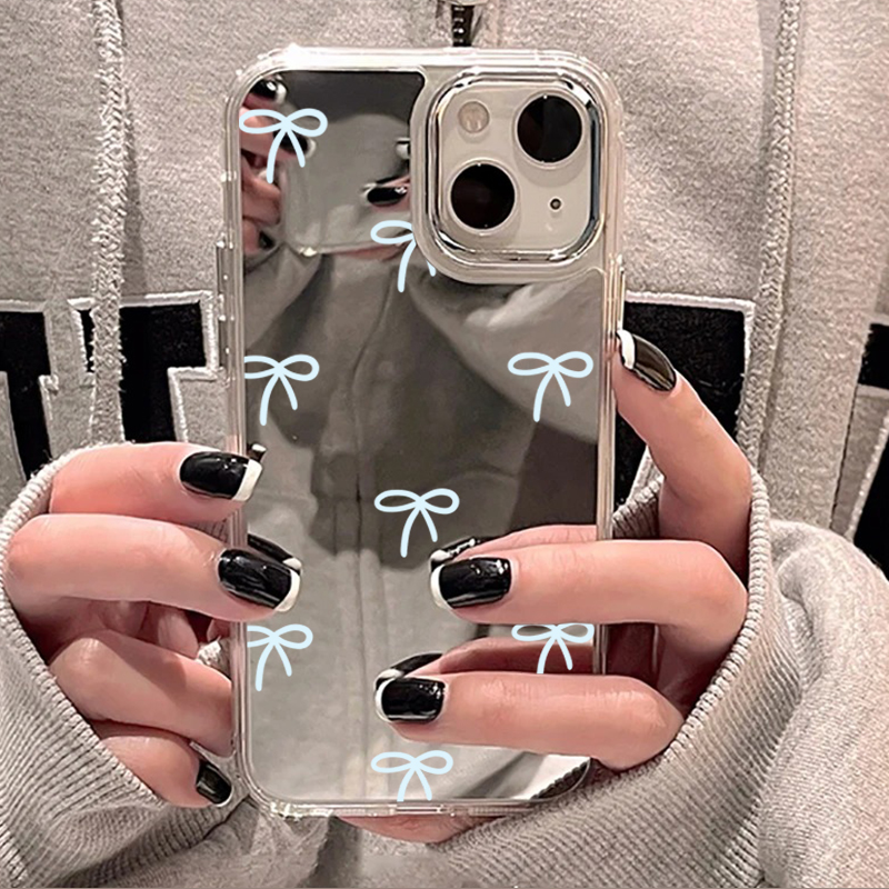 Light Blue Bow Mirror Phone Ca - Phone Cases Blue review and price