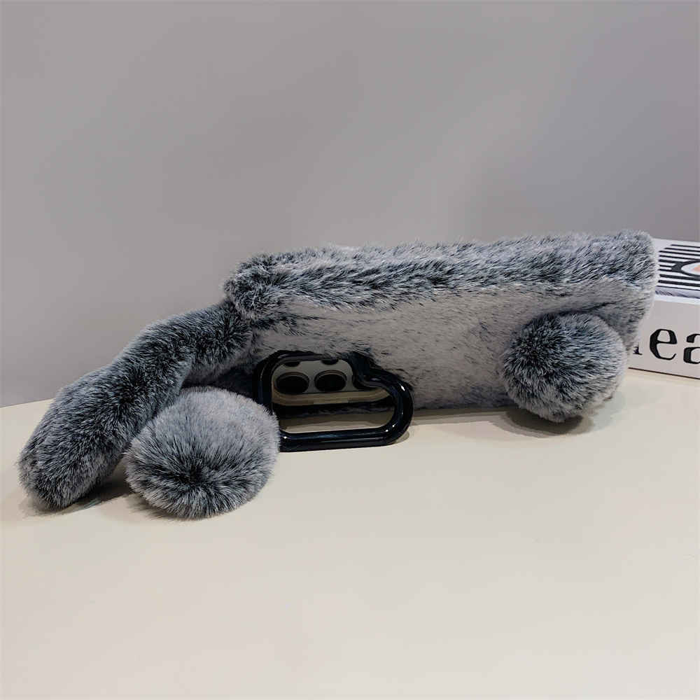 Cute Rabbit Ears Fluffy Stand  - Phone Cases Galaxy S24 review and price