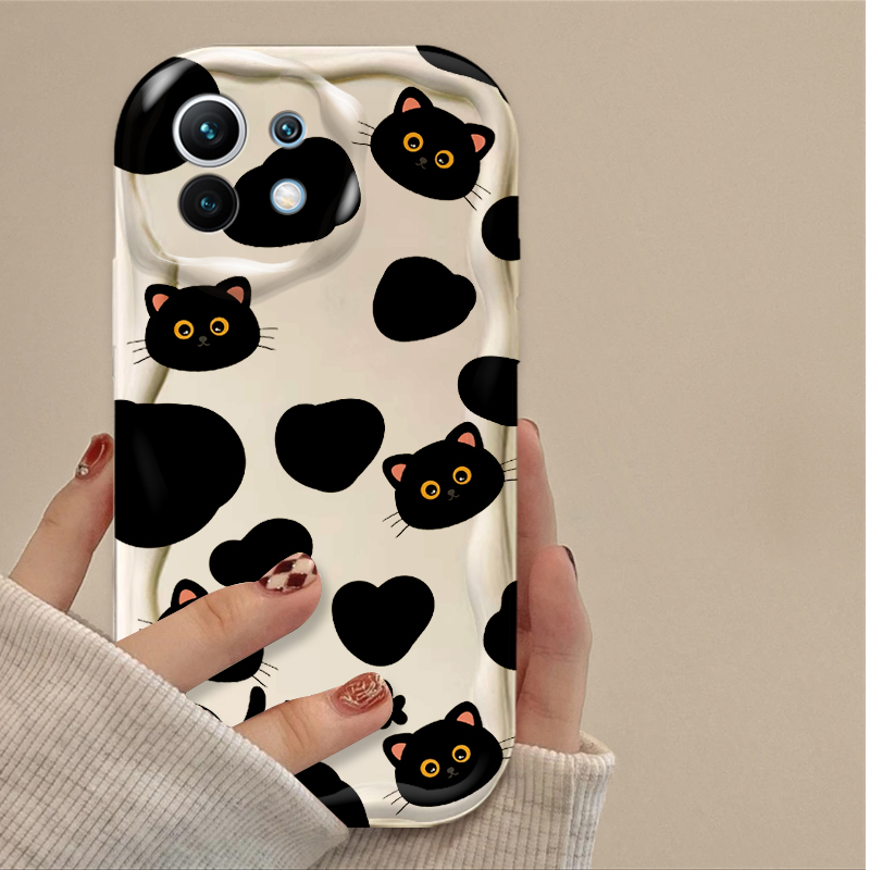 Creative Black Cat Cartoon Sho - Phone Cases Cat review and price